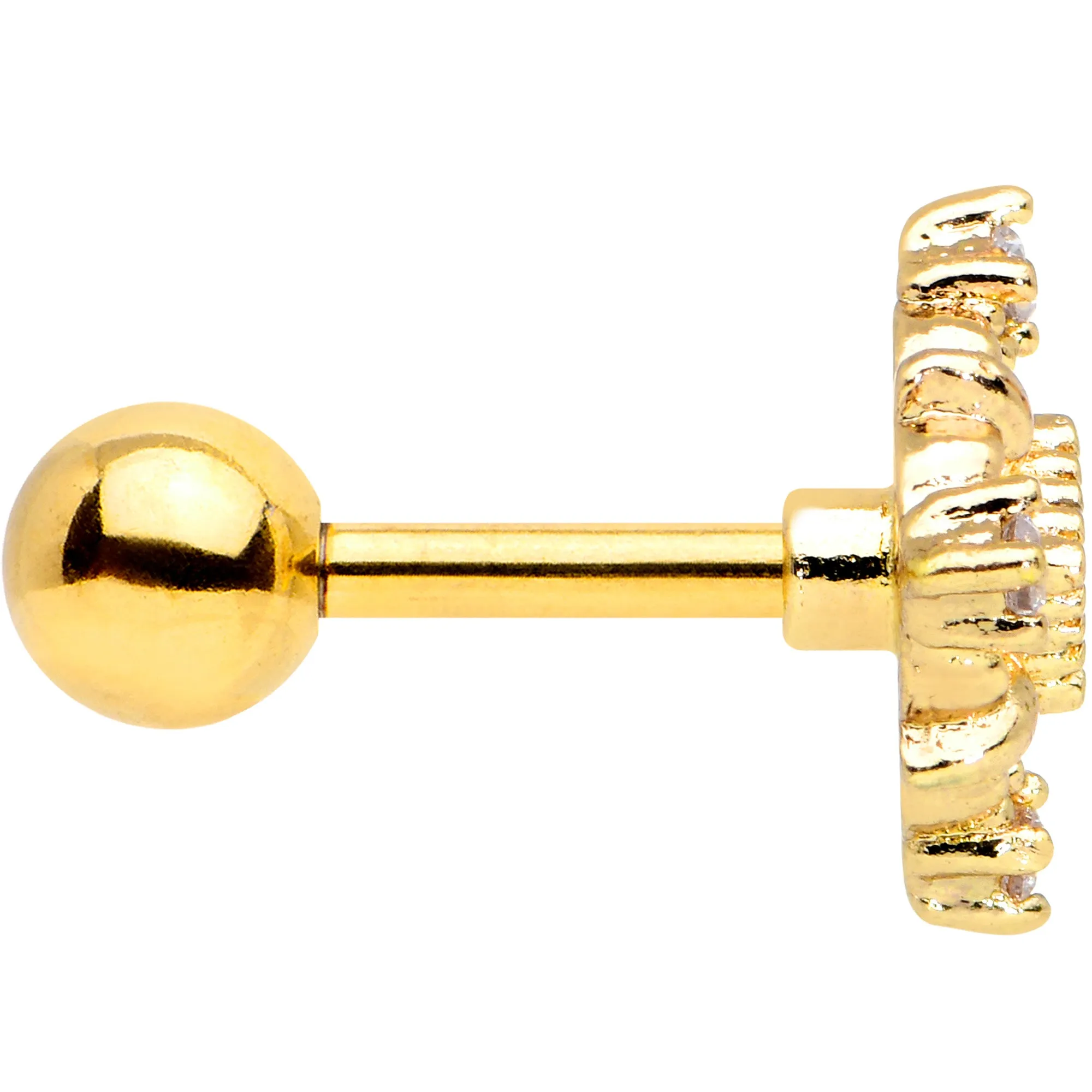 16 Gauge 1/4 Green Gem Gold Tone Noble Square Cartilage Tragus Earring