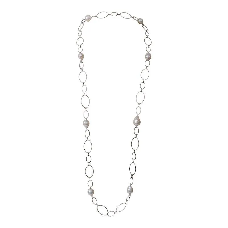 161-01-S | STERLING LOOP CHAIN & WILD PEARLS