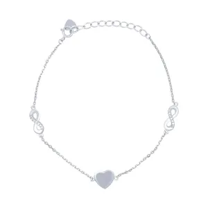 18.5cm Infinity and Heart Bracelet in Sterling Silver