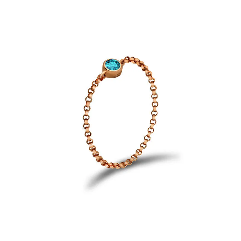 18k Gold December Birthstone Topaz Chain Ring