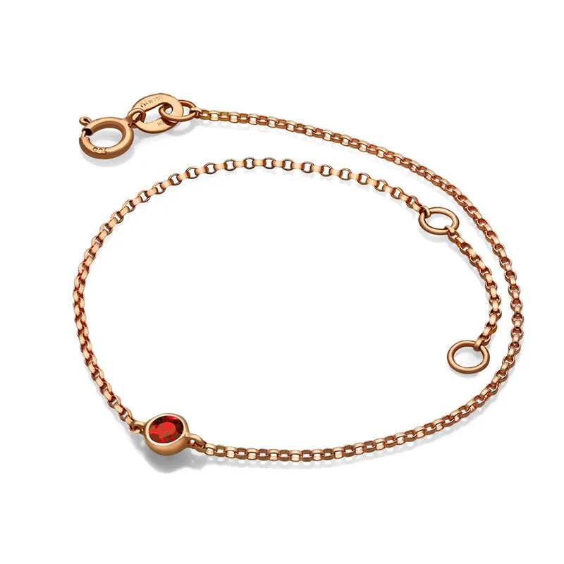 18k Gold January Birthstone Garnet Bracelet