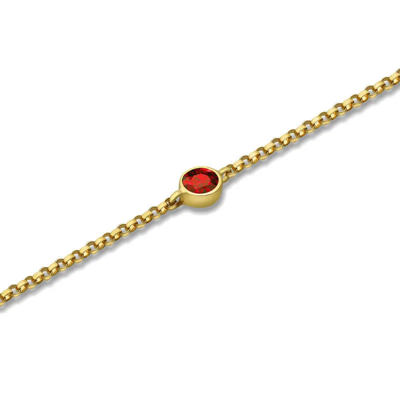 18k Gold January Birthstone Garnet Bracelet