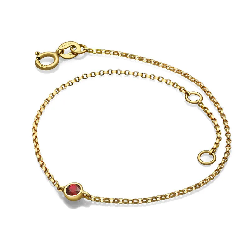 18k Gold January Birthstone Garnet Bracelet