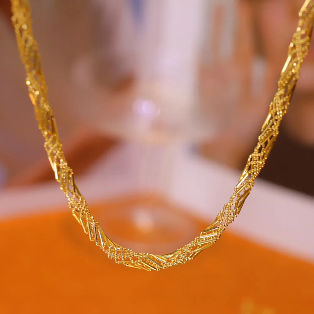 18K Solid Gold Bead Braided Rotation Chain Bracelet Elegant Charm Jewelry 7.1"