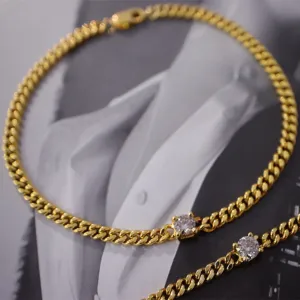 18K Solid Gold Miami Cuban Chain Natural Diamond Bracelet Elegant Jewelry 6.9"