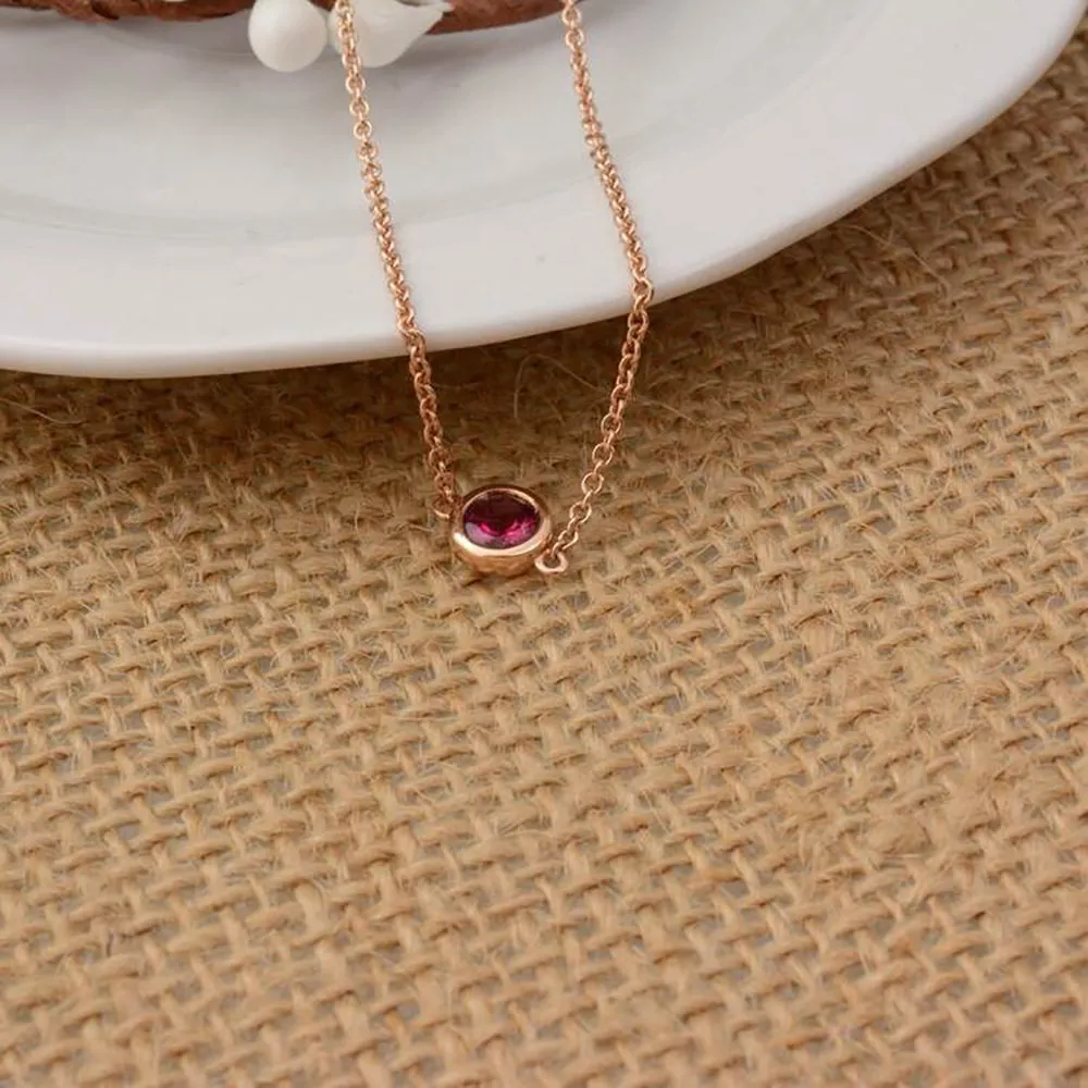 18K Solid Gold Natural Round Red Tourmaline Bracelet Elegant Charm Jewelry 6.7 in