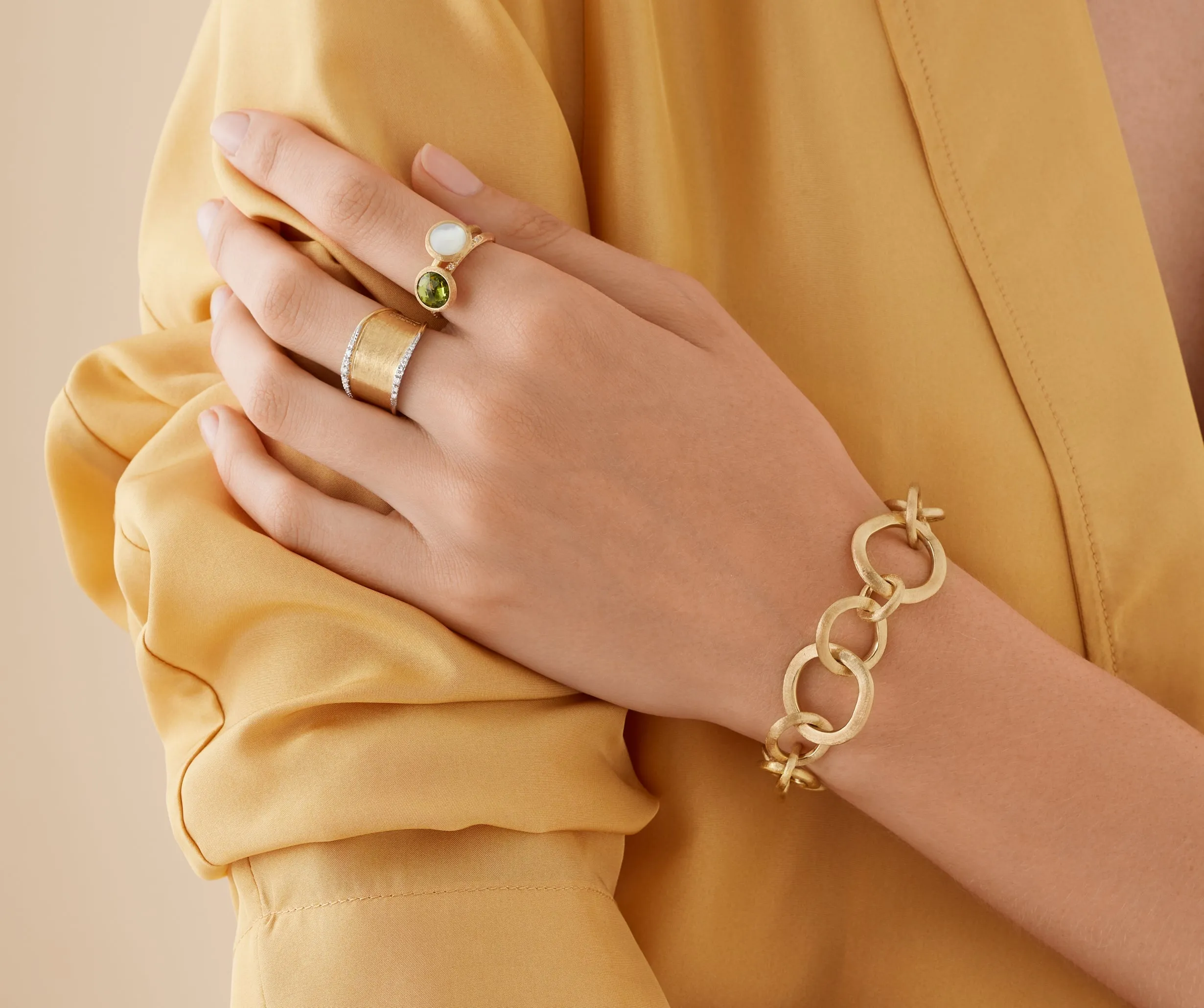 18K Yellow Gold Mixed Link Bracelet