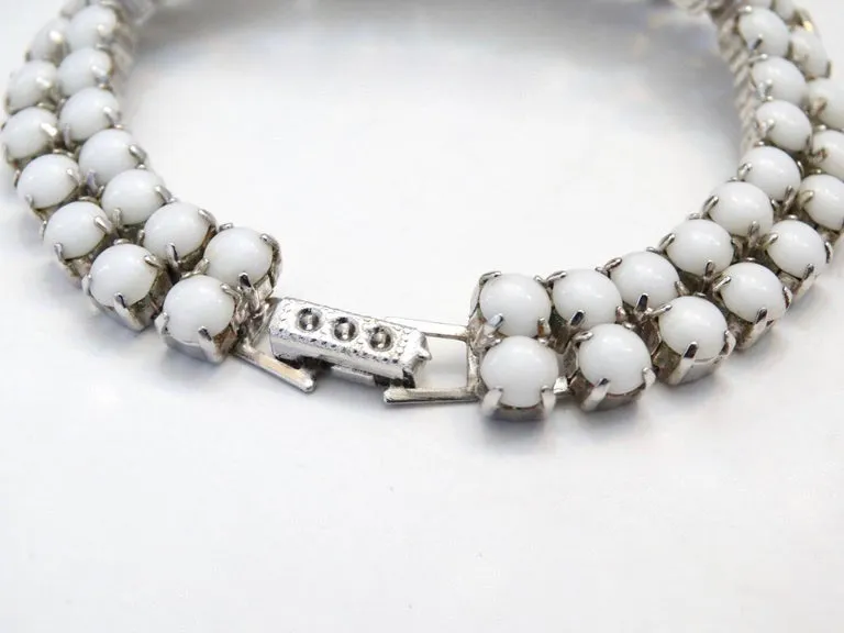 1960s White Rhinestone Cluster Bracelet