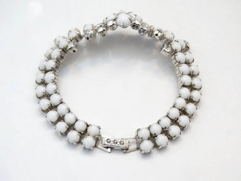1960s White Rhinestone Cluster Bracelet