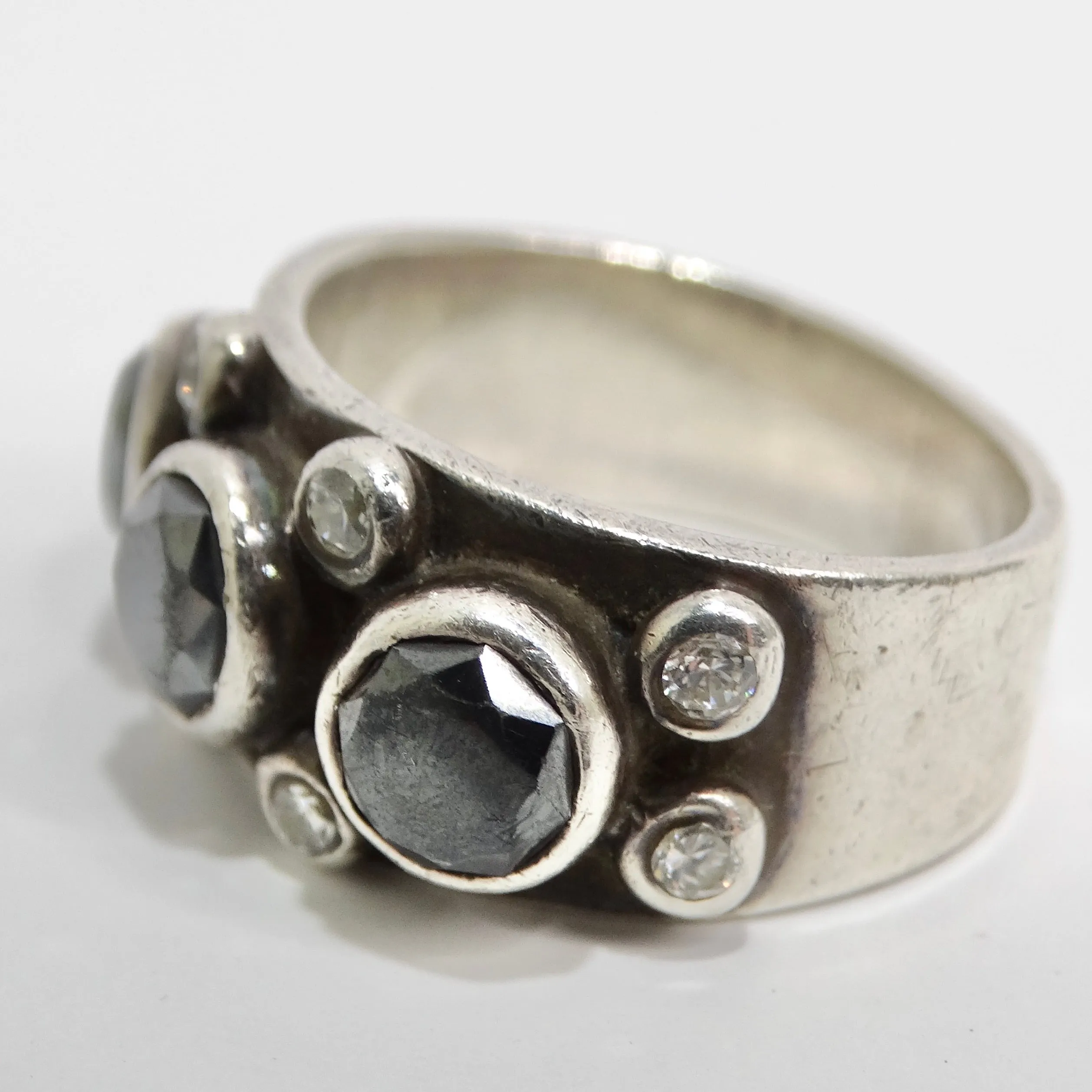 1970 Pure Silver Synthetic Diamond Ring