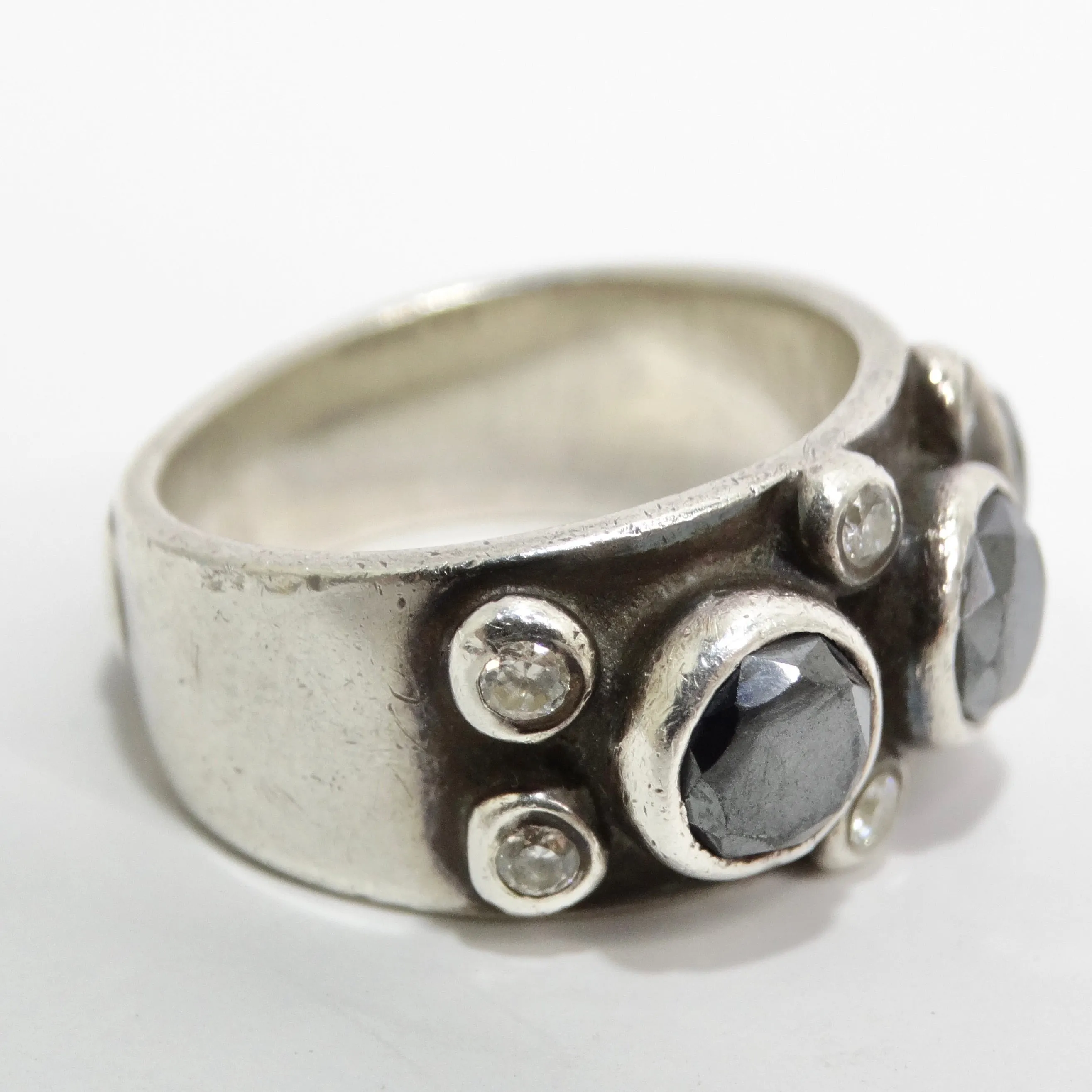 1970 Pure Silver Synthetic Diamond Ring