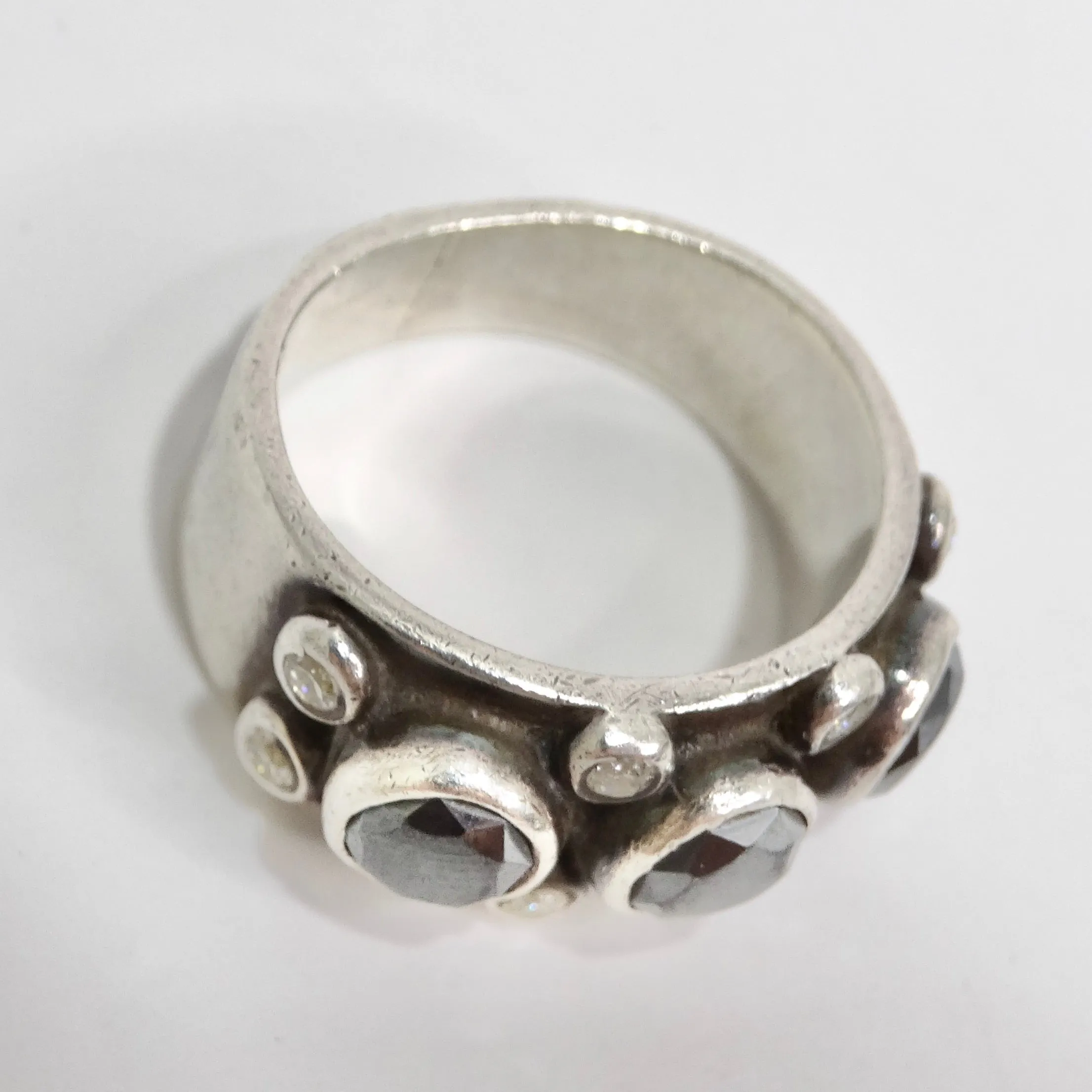 1970 Pure Silver Synthetic Diamond Ring