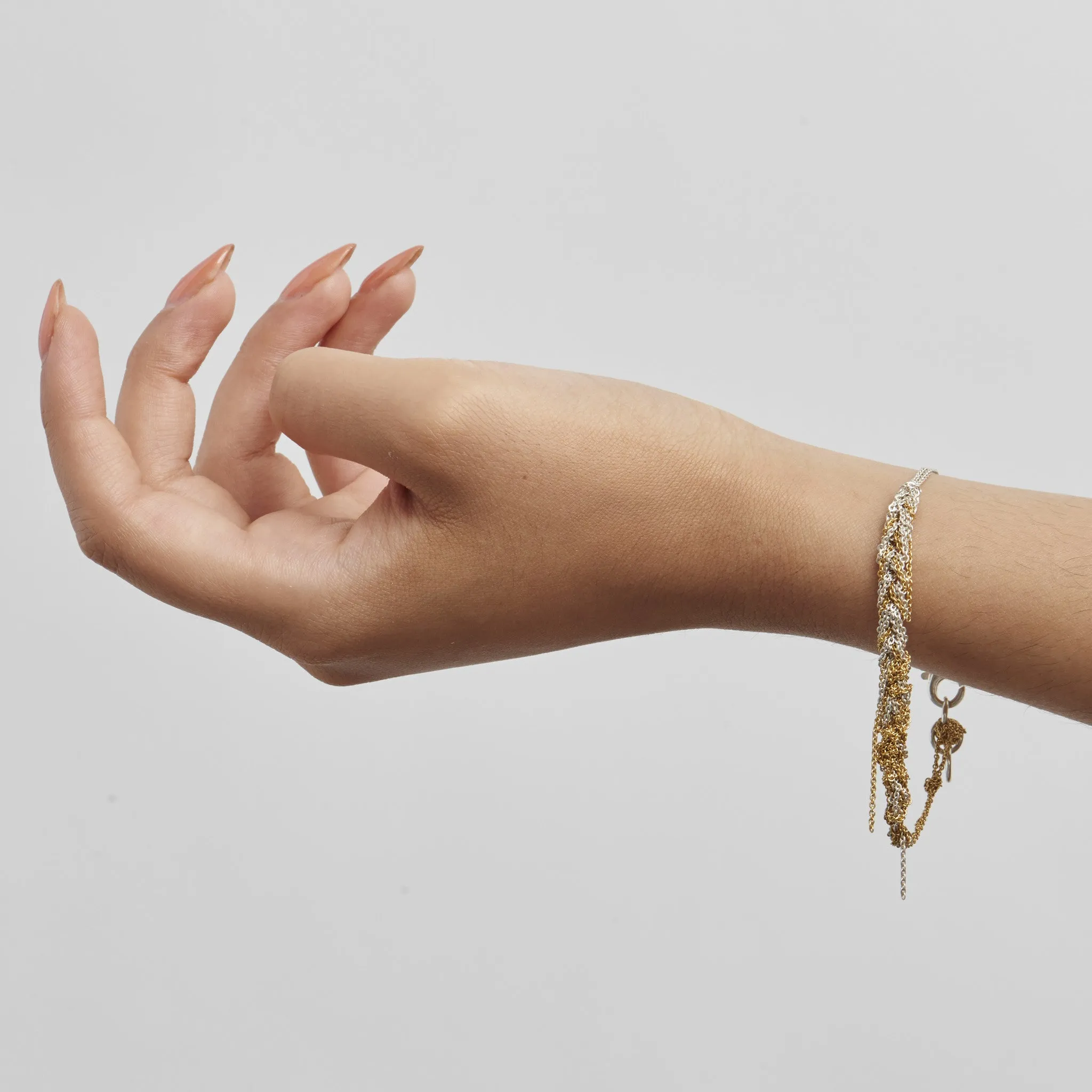 2-Tone Bare Chain Bracelet in Rose Gold   Silver