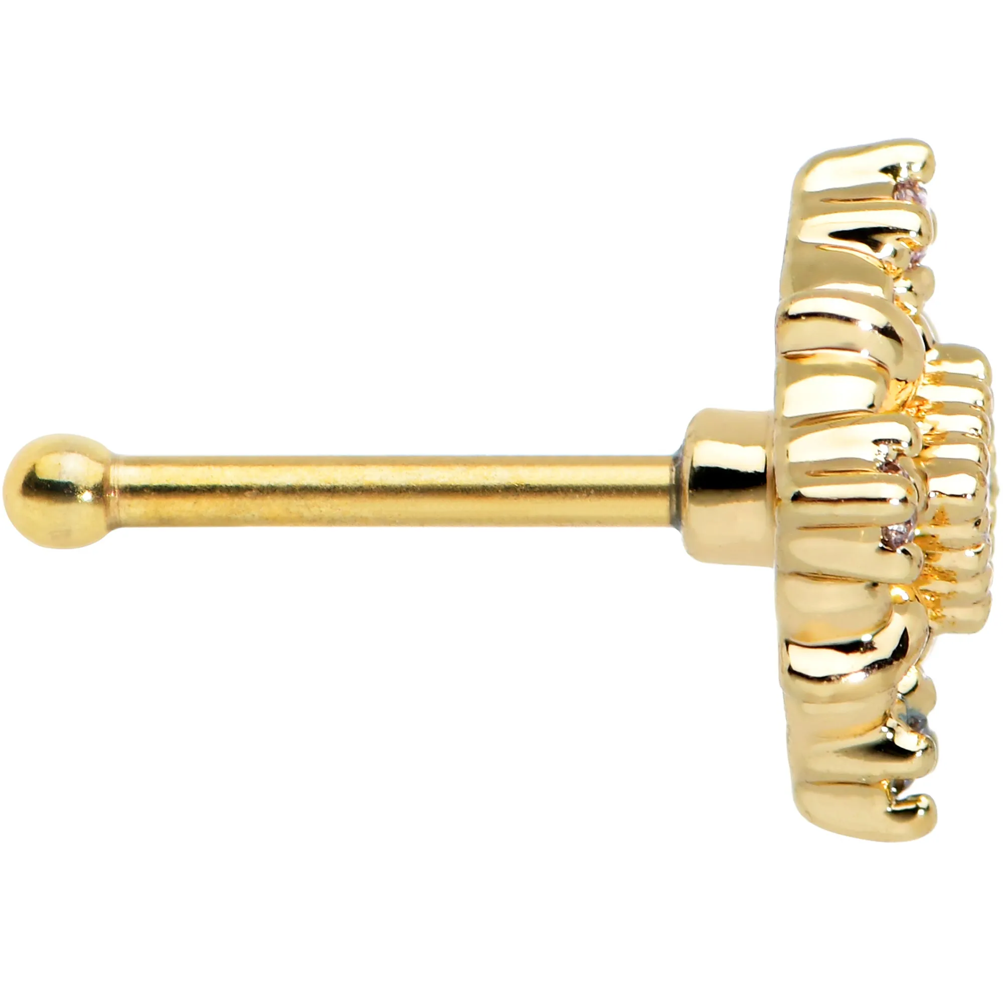 20 Gauge 1/4 Green Gem Gold Tone Noble Square Nose Bone
