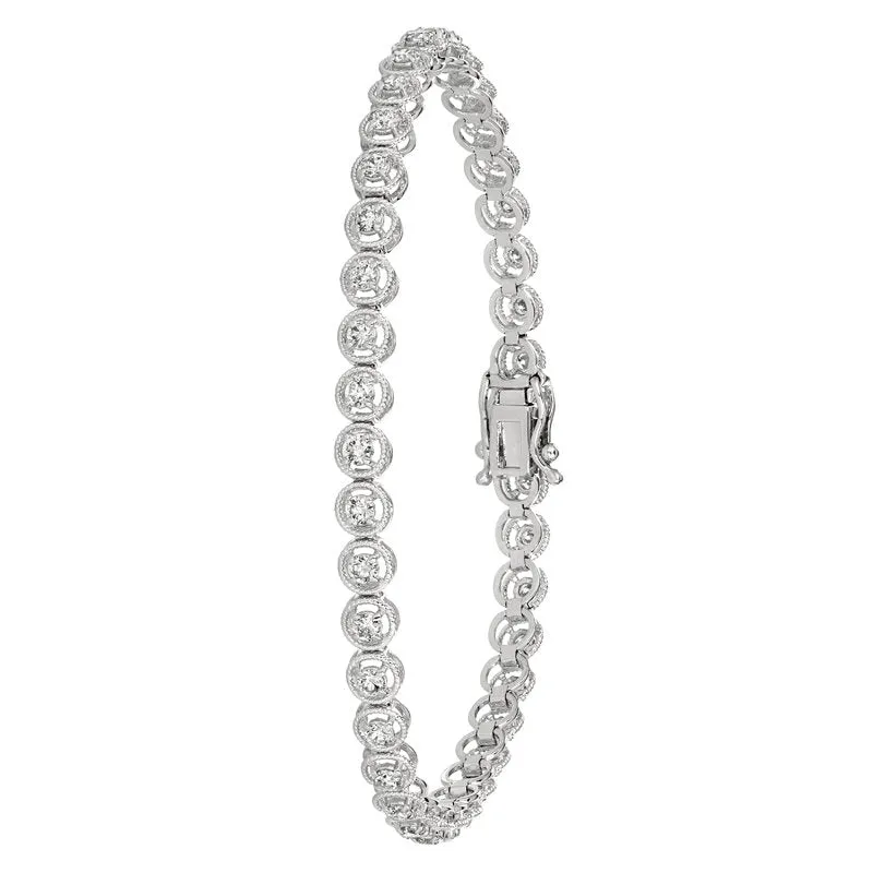 2.00 Carat Natural Diamond Bracelet G SI 14K White Gold 7''