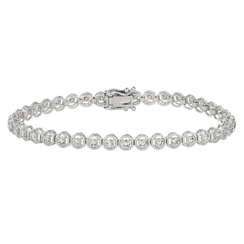 2.00 Carat Natural Diamond Bracelet G SI 14K White Gold 7''