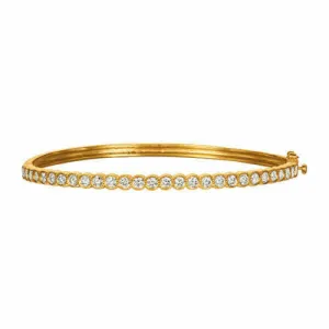 2.00 Carat Natural Diamond Miligrain Bezel Bangle Bracelet G SI 14K Yellow Gold