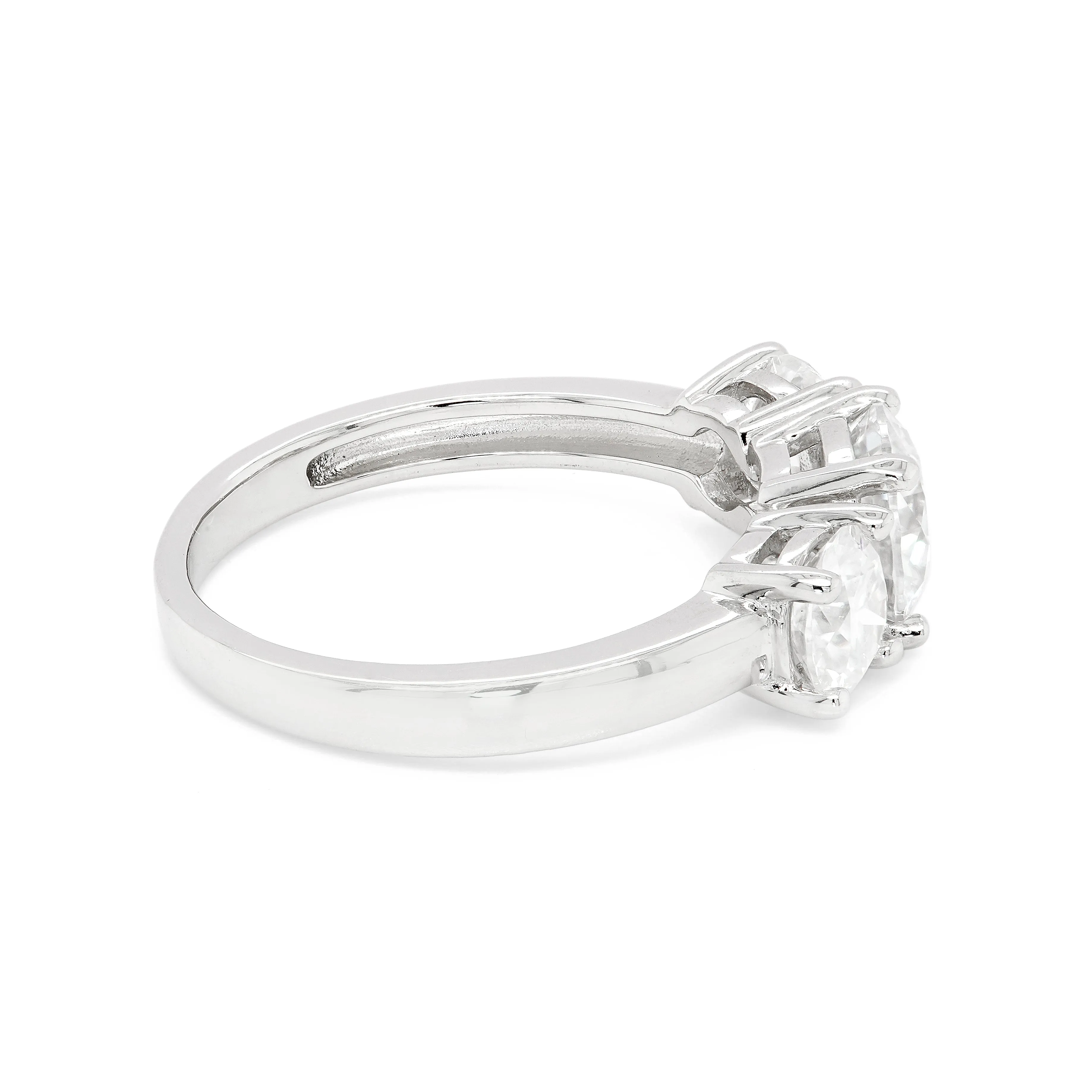 2.00 CTS DEW 3 Stone Moissanite Engagement Ring