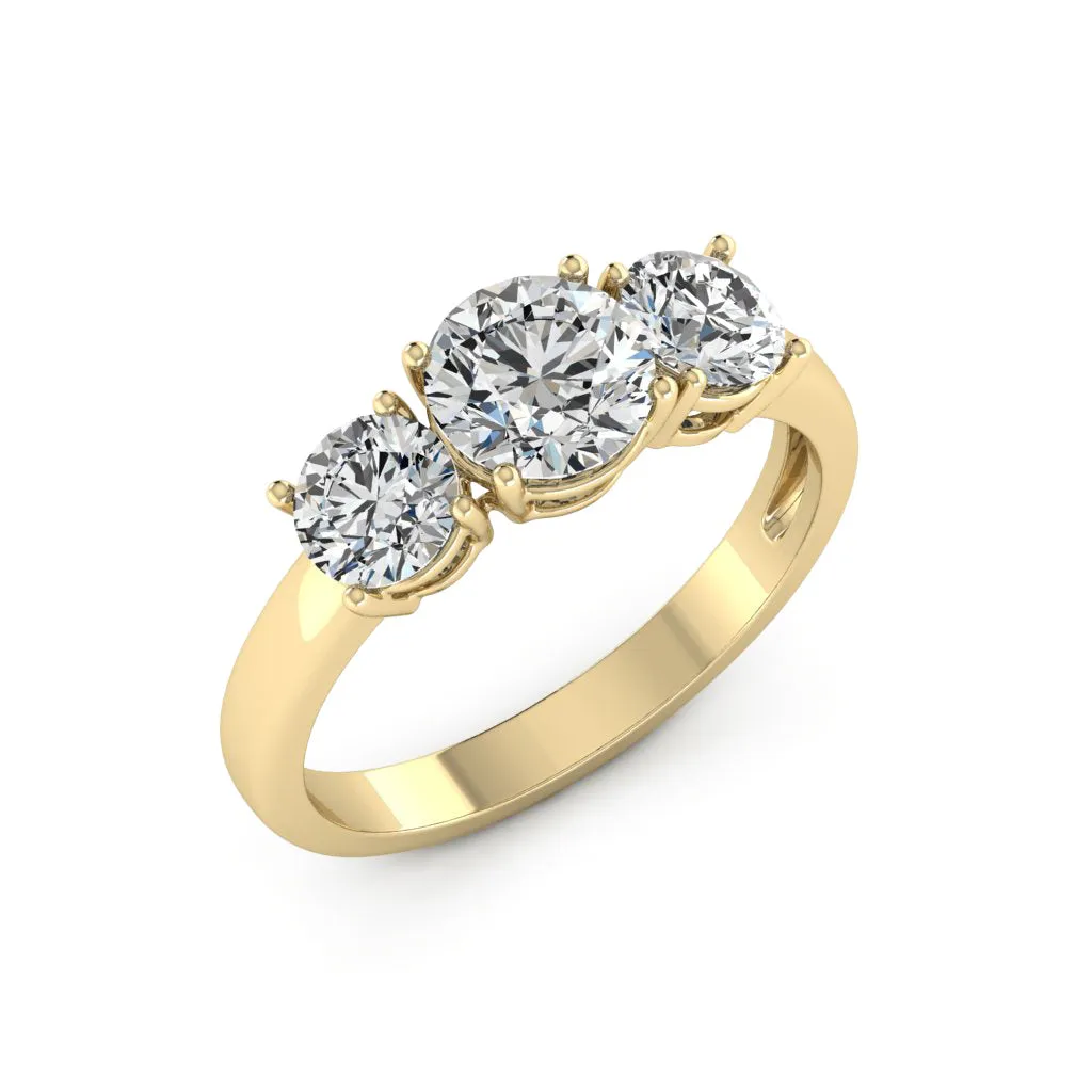 2.00 CTS DEW 3 Stone Moissanite Engagement Ring