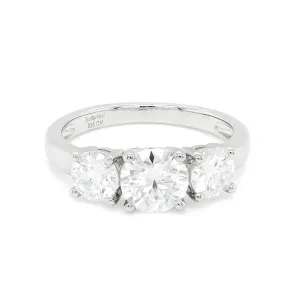 2.00 CTS DEW 3 Stone Moissanite Engagement Ring