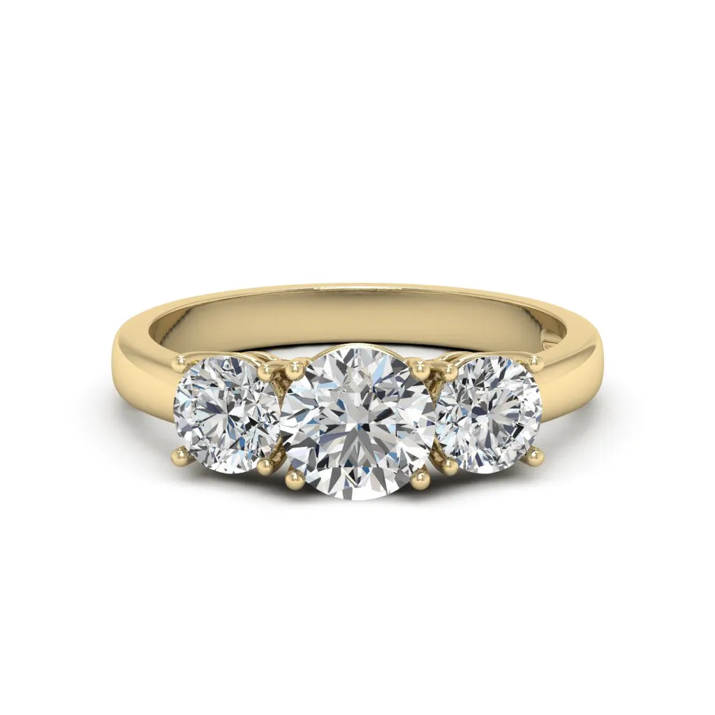 2.00 CTS DEW 3 Stone Moissanite Engagement Ring