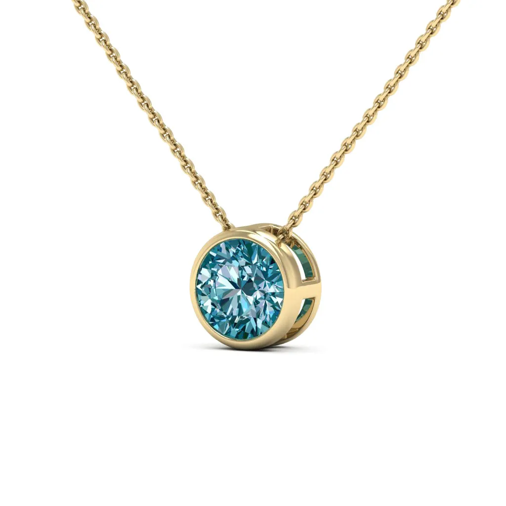 2.00 CTS DEW Moissanite Bezel Solitaire Necklace