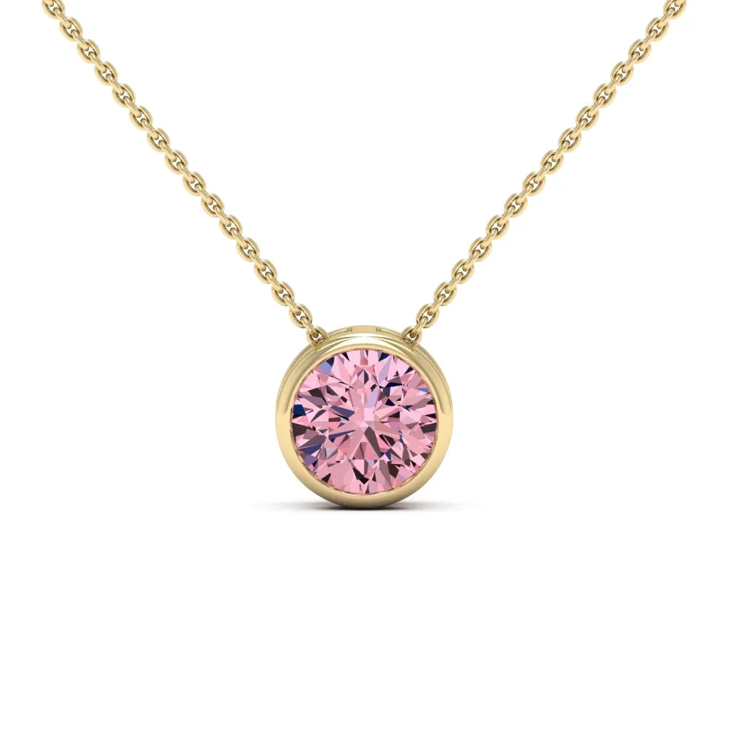 2.00 CTS DEW Moissanite Bezel Solitaire Necklace