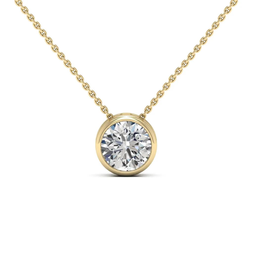 2.00 CTS DEW Moissanite Bezel Solitaire Necklace