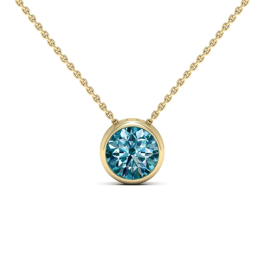 2.00 CTS DEW Moissanite Bezel Solitaire Necklace