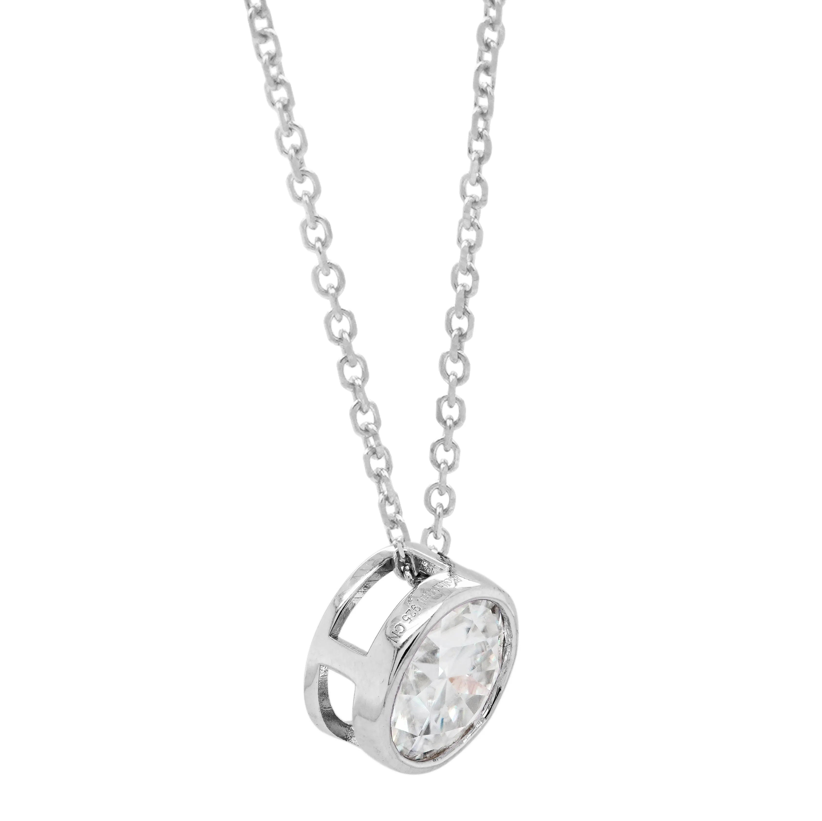 2.00 CTS DEW Moissanite Bezel Solitaire Necklace