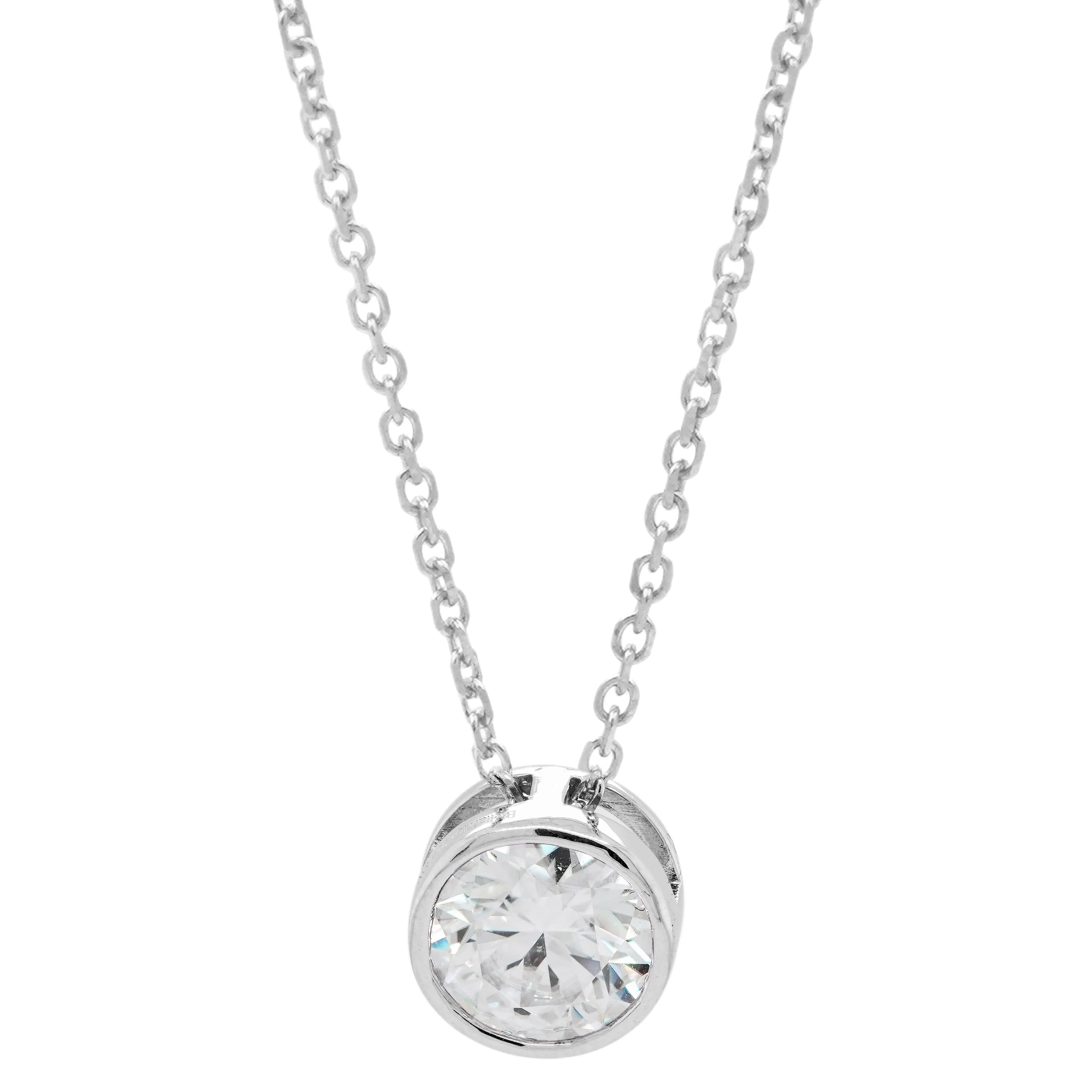 2.00 CTS DEW Moissanite Bezel Solitaire Necklace