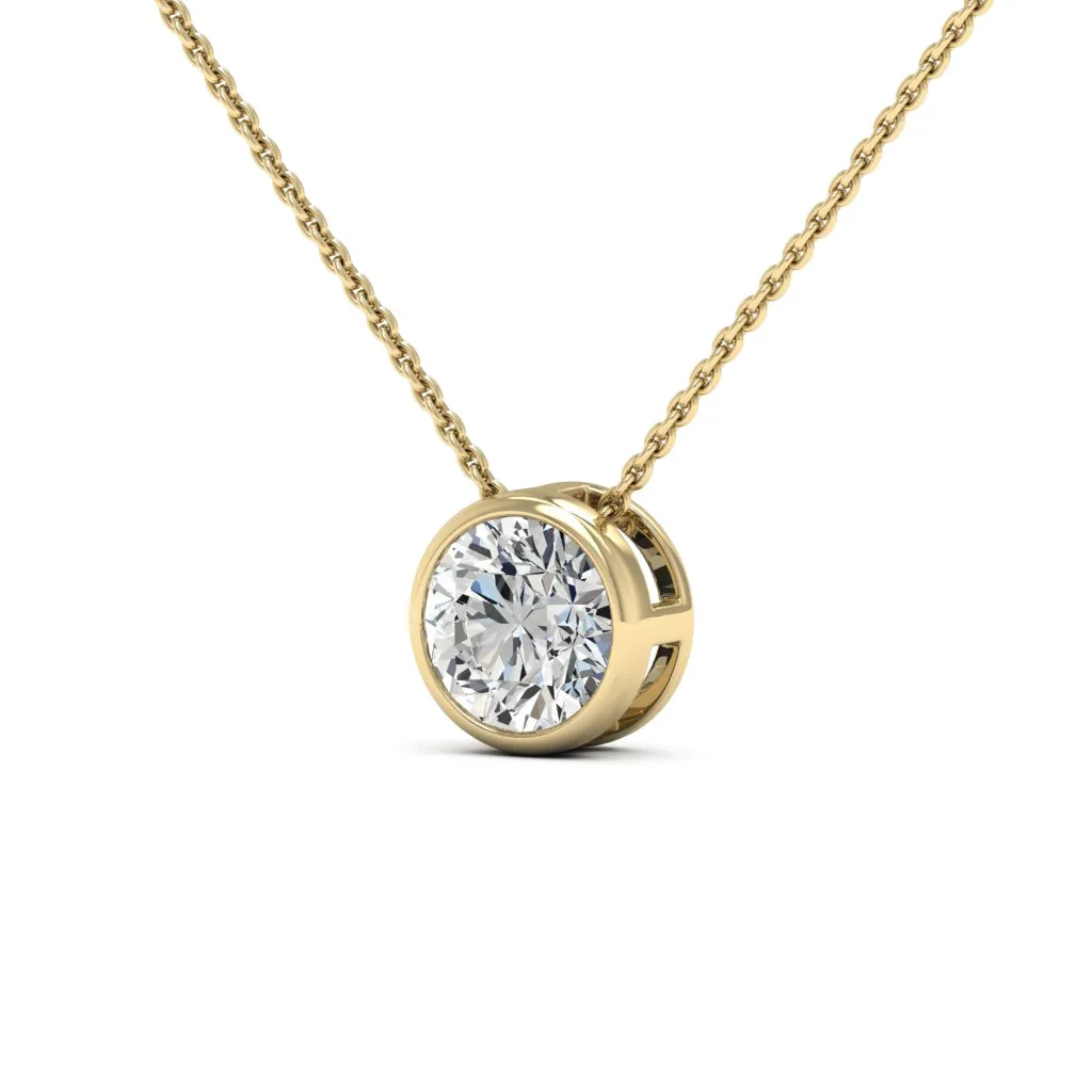 2.00 CTS DEW Moissanite Bezel Solitaire Necklace