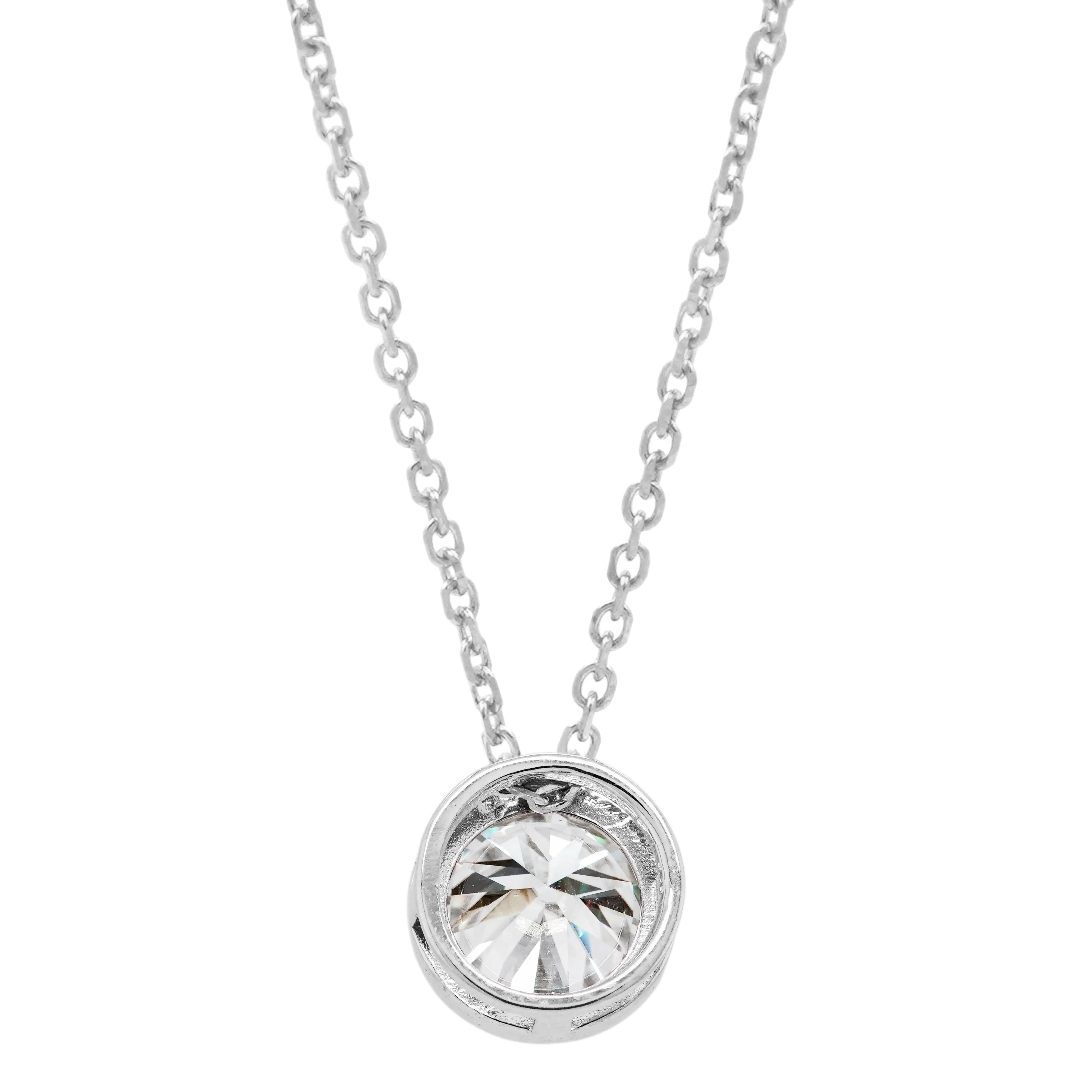 2.00 CTS DEW Moissanite Bezel Solitaire Necklace
