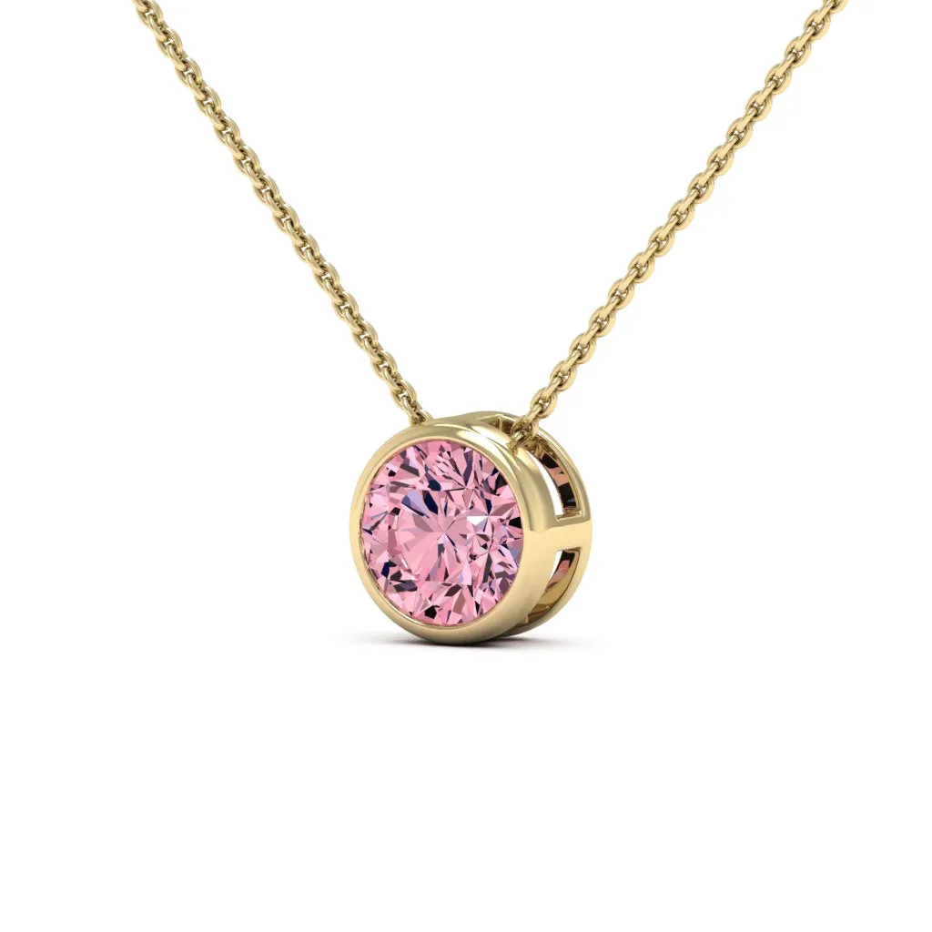 2.00 CTS DEW Moissanite Bezel Solitaire Necklace
