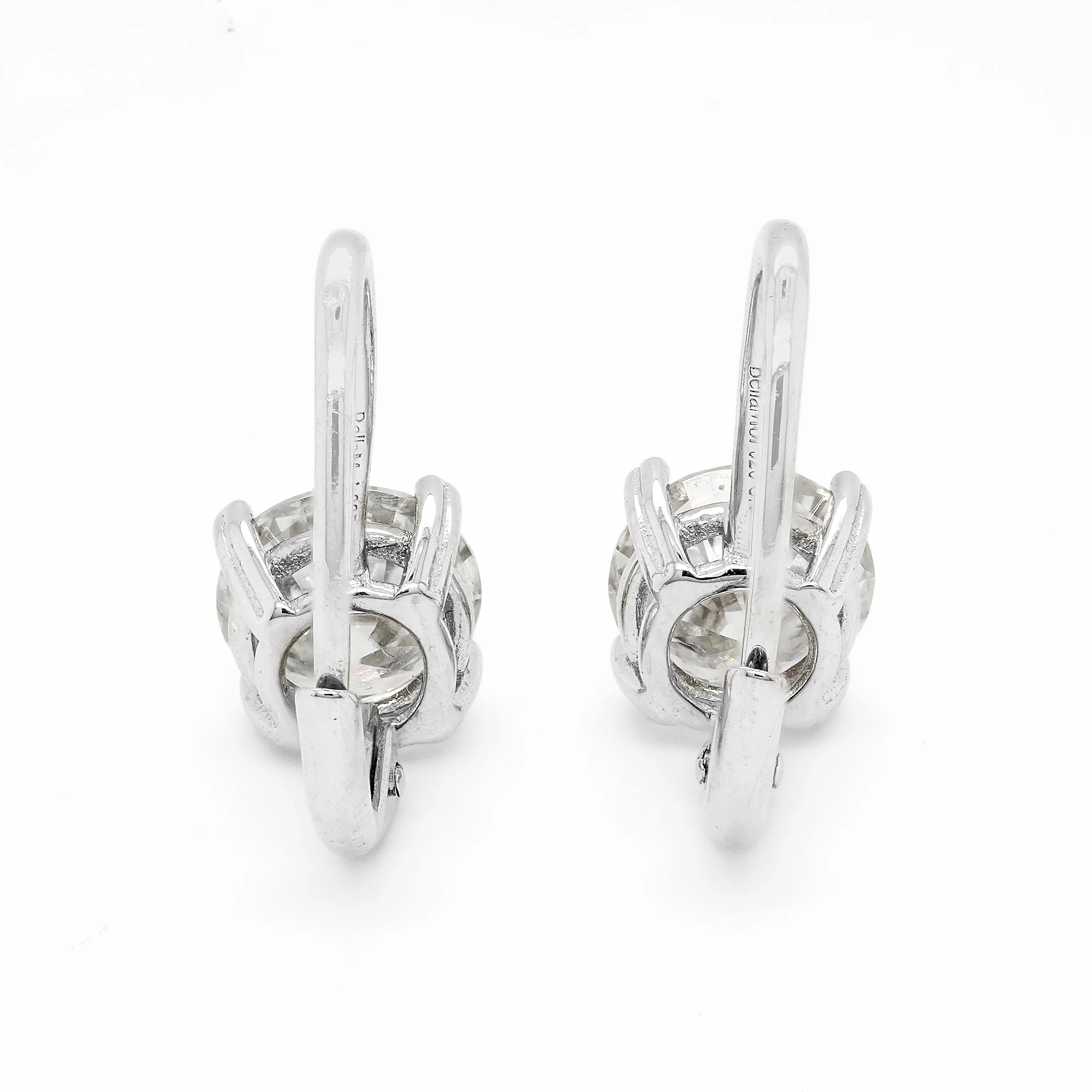 2.00 d.e.w cts 6.50 mm Round Moissanite Dangle Earrings