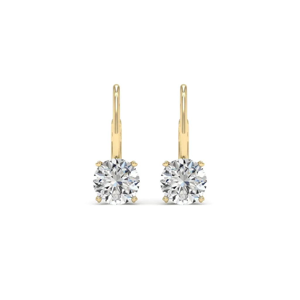 2.00 d.e.w cts 6.50 mm Round Moissanite Dangle Earrings