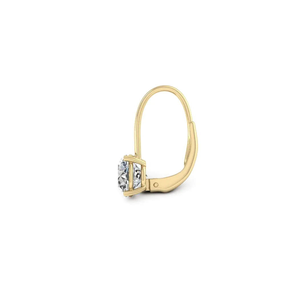 2.00 d.e.w cts 6.50 mm Round Moissanite Dangle Earrings