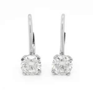 2.00 d.e.w cts 6.50 mm Round Moissanite Dangle Earrings