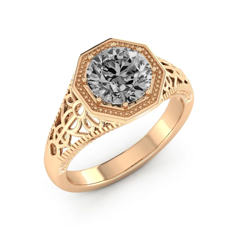 2.00 d.e.w cts 8mm Round Isabella Moissanite Ring