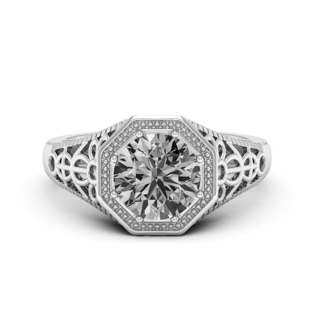 2.00 d.e.w cts 8mm Round Isabella Moissanite Ring