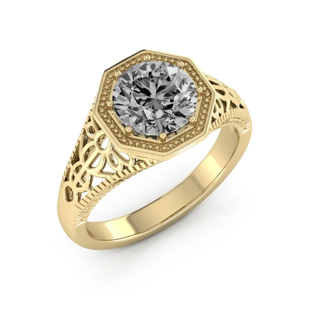 2.00 d.e.w cts 8mm Round Isabella Moissanite Ring