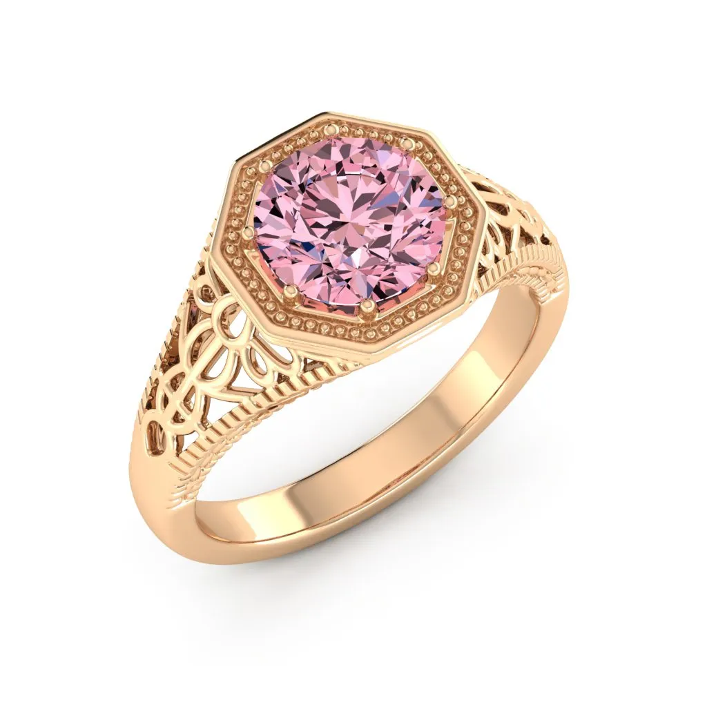 2.00 d.e.w cts 8mm Round Isabella Moissanite Ring