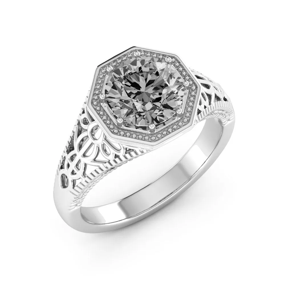 2.00 d.e.w cts 8mm Round Isabella Moissanite Ring