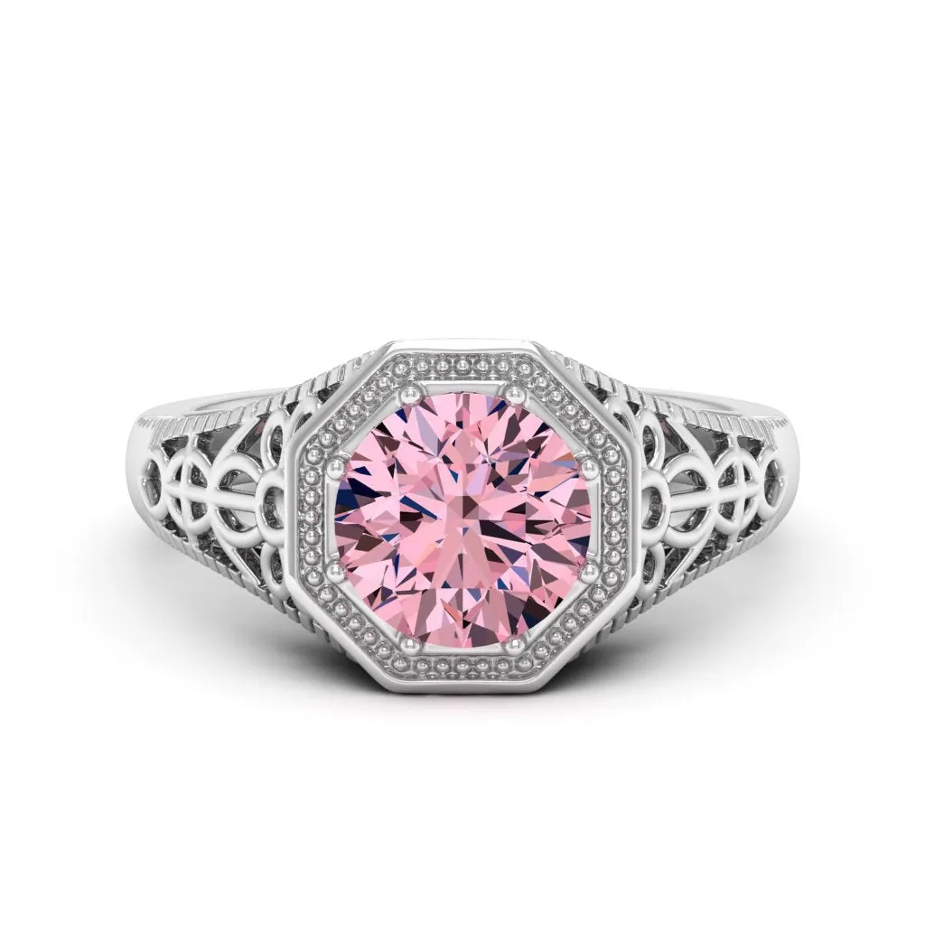 2.00 d.e.w cts 8mm Round Isabella Moissanite Ring