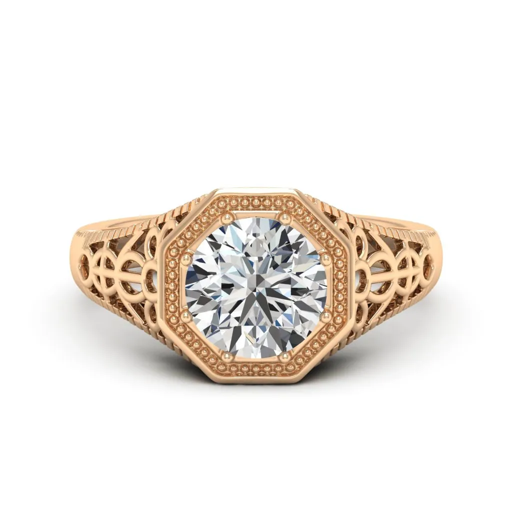 2.00 d.e.w cts 8mm Round Isabella Moissanite Ring