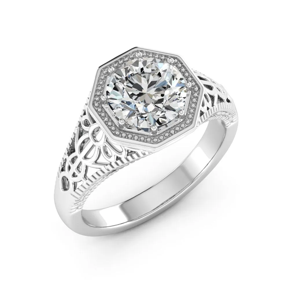 2.00 d.e.w cts 8mm Round Isabella Moissanite Ring