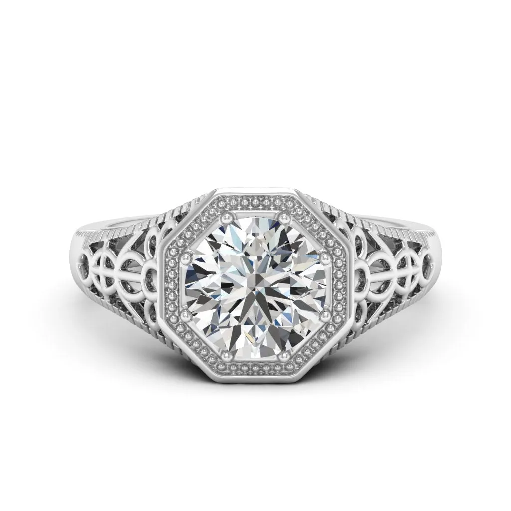 2.00 d.e.w cts 8mm Round Isabella Moissanite Ring