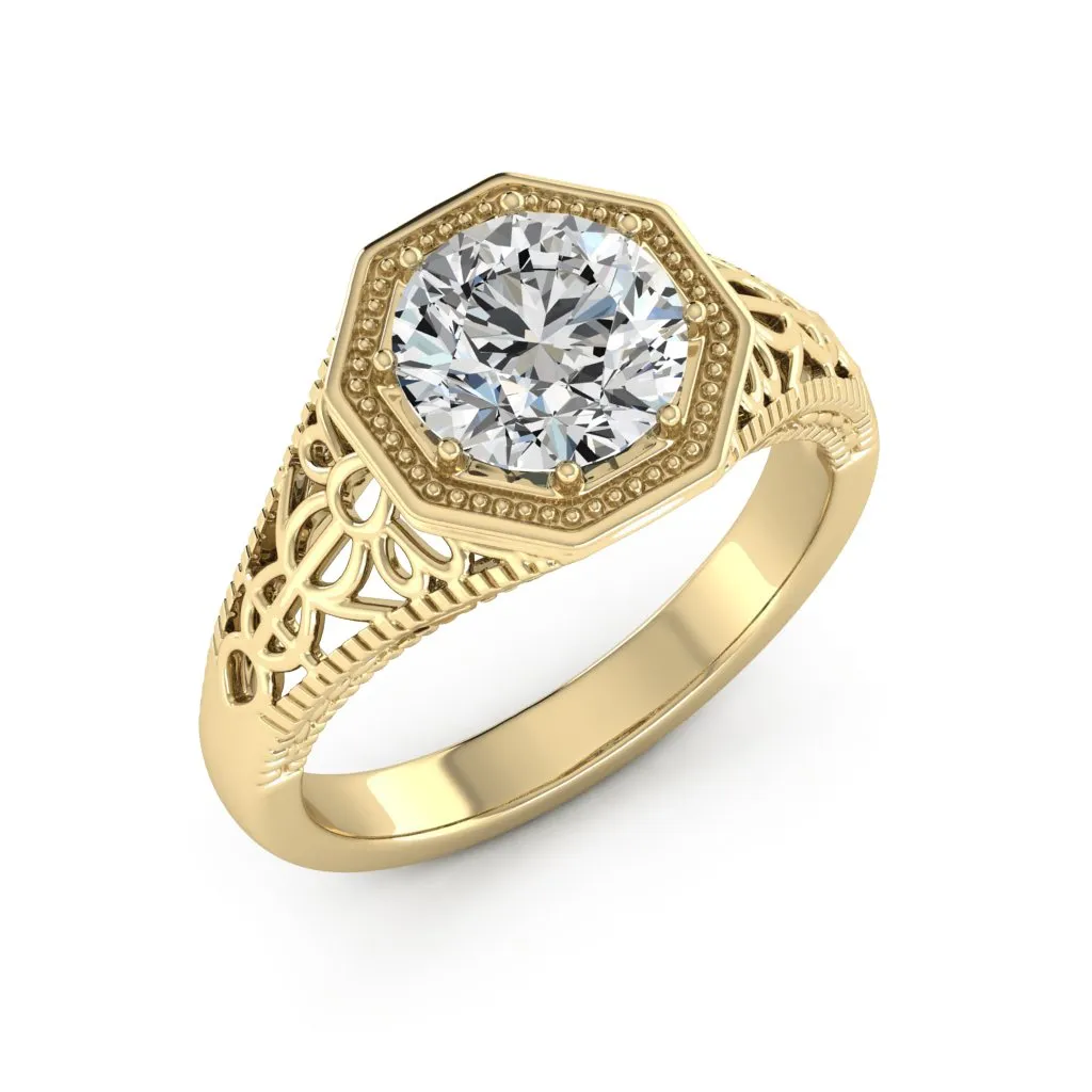 2.00 d.e.w cts 8mm Round Isabella Moissanite Ring