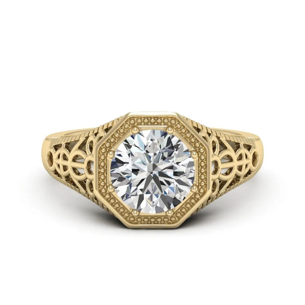 2.00 d.e.w cts 8mm Round Isabella Moissanite Ring