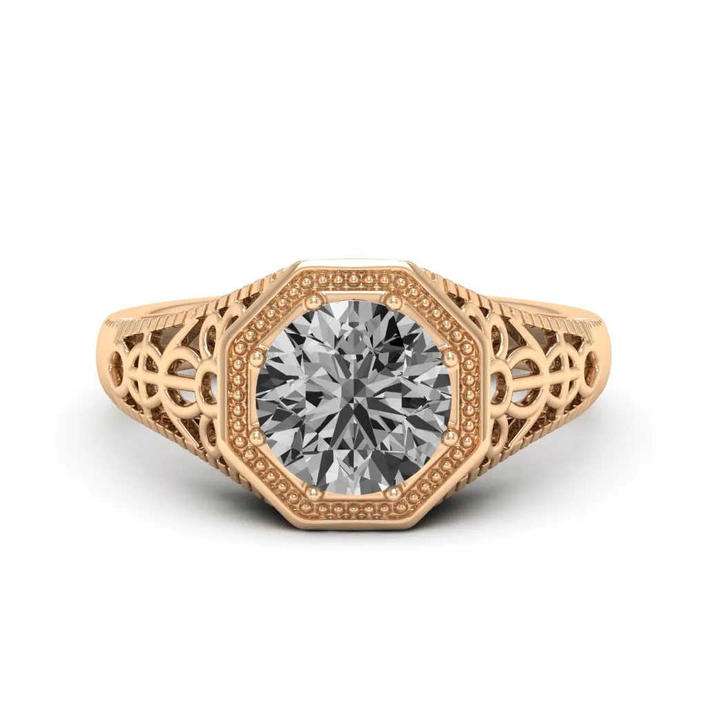 2.00 d.e.w cts 8mm Round Isabella Moissanite Ring